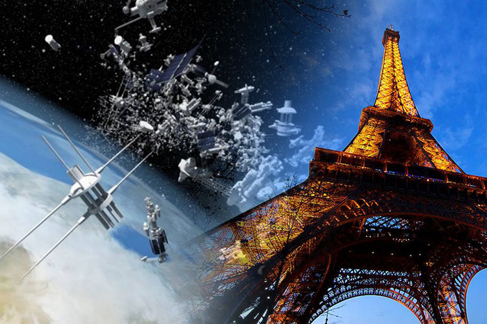 Resultado de imagen para La basura espacial equivale a toda la estructura de metal de la Torre Eiffel