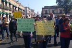 Marcha de sindicatos en Morelia