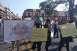 Marcha de sindicatos en Morelia