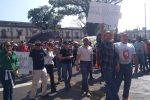 Marcha de sindicatos en Morelia