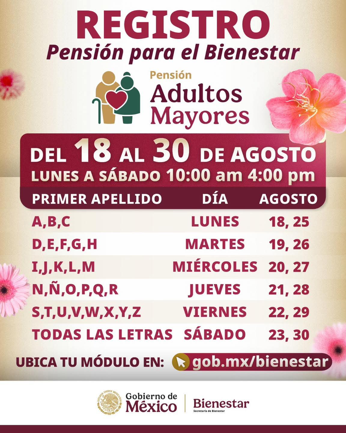 Estas son las fechas de registro para pensiones de Adultos Mayores y ...