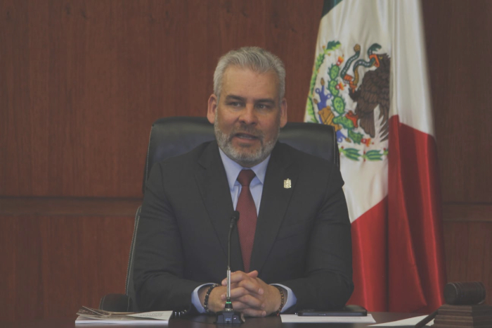 El gobernador Alfredo Ramírez Bedolla en la entrega del Informe del Tribunal Anticorrupción de Michoacán