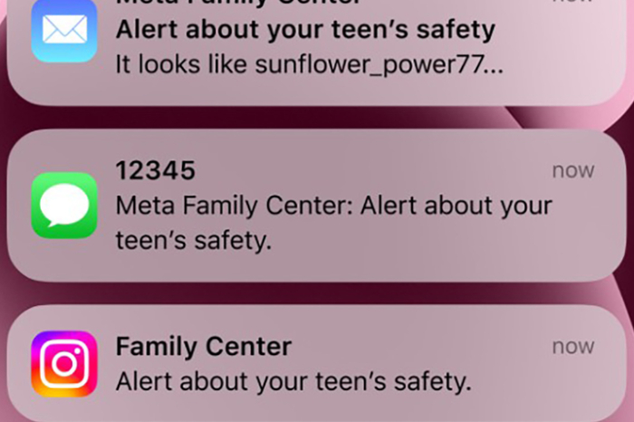 Interfaz de Instagram con herramientas de supervisión parental activadas en un teléfono