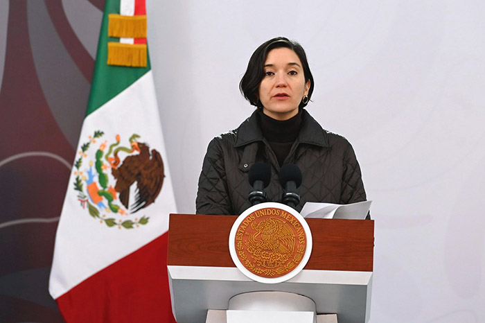 Marcela Figueroa presenta cifras de seguridad en Michoacán durante mañanera en Morelia.