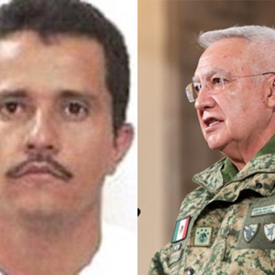 Helicóptero de la Fuerza Aérea Mexicana aterrizando en el Aeropuerto Internacional de Morelia bajo fuerte resguardo militar.