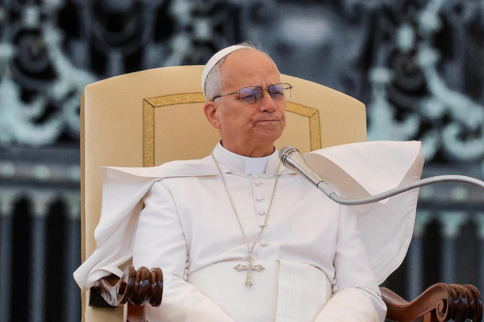 El papa León XIV durante la audiencia general en el Aula Pablo VI del Vaticano.