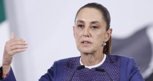 La presidenta de México, Claudia Sheinbaum, durante su conferencia matutina hablando sobre el derrame de crudo.