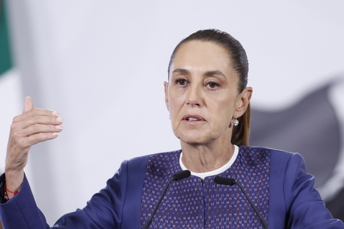 La presidenta de México, Claudia Sheinbaum, durante su conferencia matutina hablando sobre el derrame de crudo.