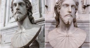 Busto del Cristo Salvador en la Basílica de Santa Inés Extramuros, atribuido recientemente a Miguel Ángel.