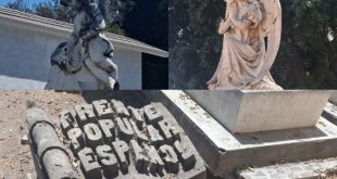 Monumento funerario de mármol tallado con estilo neoclásico en el Panteón Municipal de Morelia.