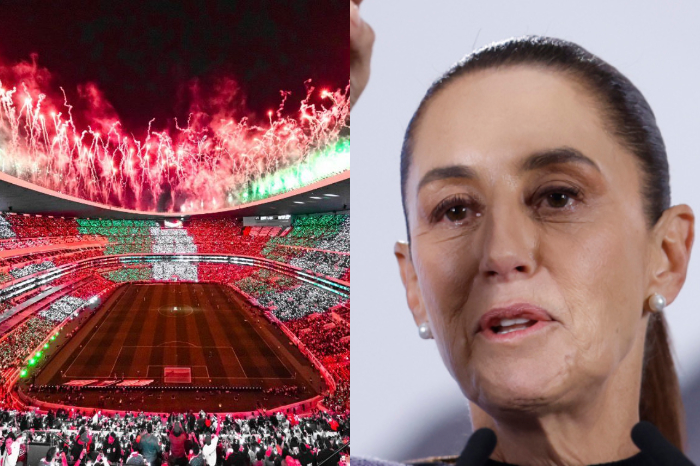 Claudia Sheinbaum hablando sobre la reinauguración del Estadio Azteca y el Mundial 2026.