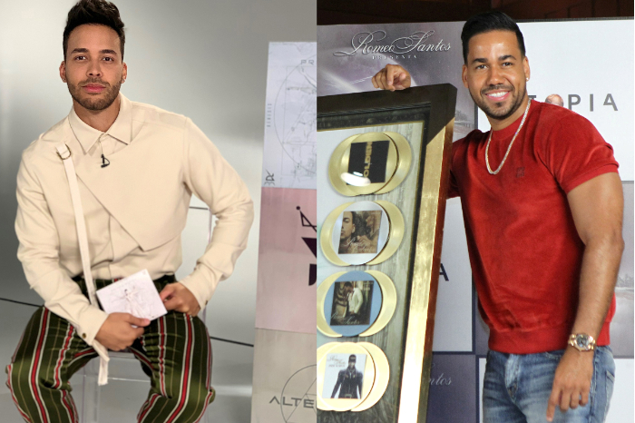 Romeo Santos y Prince Royce juntos en el escenario anunciando su gira Mejor Tarde Que Nunca Tour 2026.