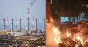 Humo y fuego en las instalaciones gasísticas de Pars Sur tras el bombardeo israelí en territorio iraní.