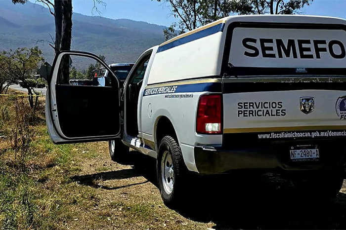 Personal forense y policial en zona de Puruándiro, Michoacán.