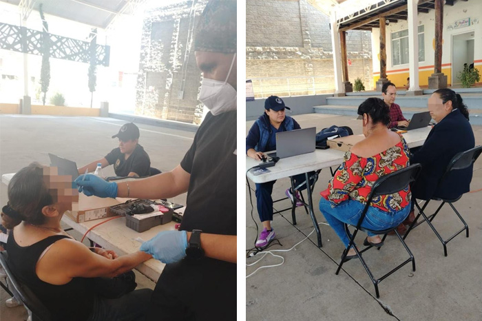 Personal de la FGE Michoacán realiza toma de muestras de ADN a familiares de desaparecidos en Los Reyes.