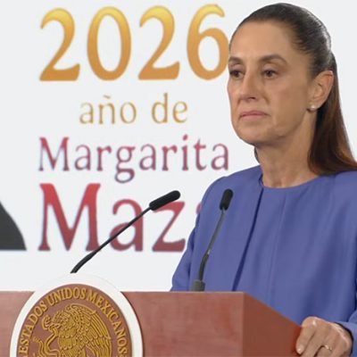 Claudia Sheinbaum durante la mañanera hablando sobre el caso Lázaro Cárdenas.