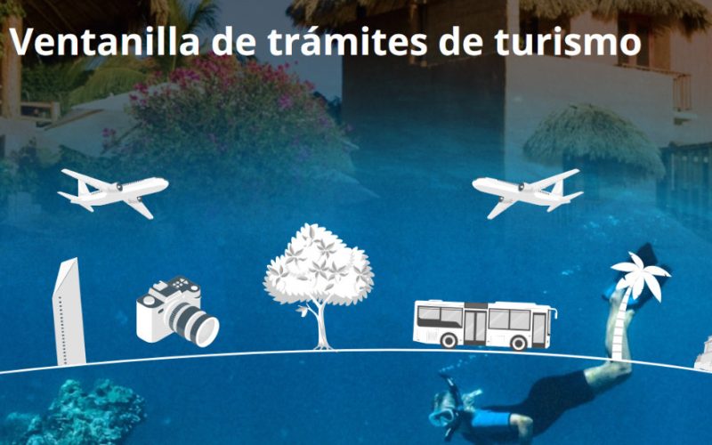 Interfaz de la nueva Ventanilla de Trámites de Turismo del Gobierno de México en una computadora portátil.