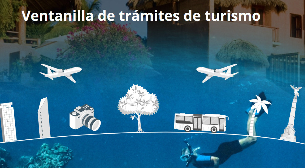 Interfaz de la nueva Ventanilla de Trámites de Turismo del Gobierno de México en una computadora portátil.