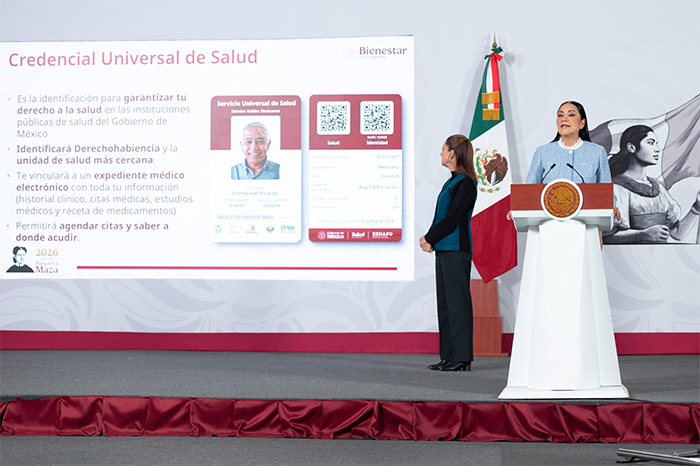 Ariadna Montiel Reyes, titular de la Secretaría del Bienestar, informando sobre el calendario de salud en 2026.