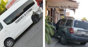 Choque múltiple entre camionetas Jeep, Nissan y Honda en el centro de Apatzingán.