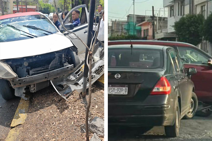 Elementos de la policía municipal y paramédicos atendiendo un accidente vial sobre la avenida Camelinas en Morelia.