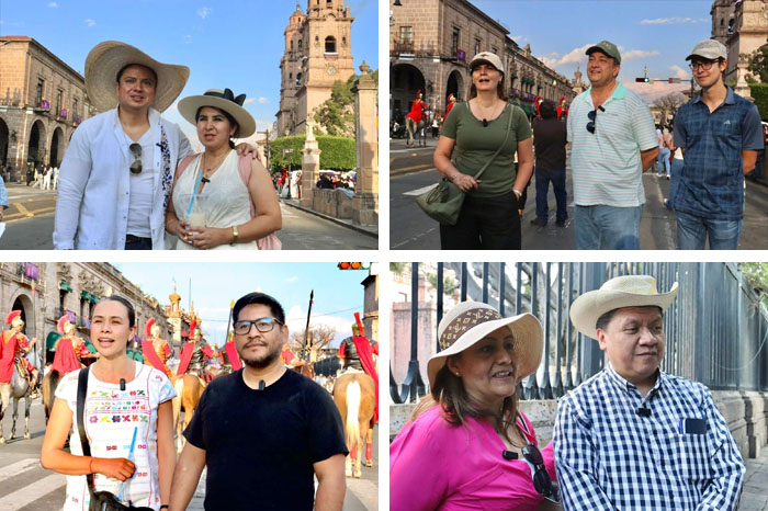 Turistas caminando por el Centro Histórico de Morelia durante las celebraciones de Semana Santa.
