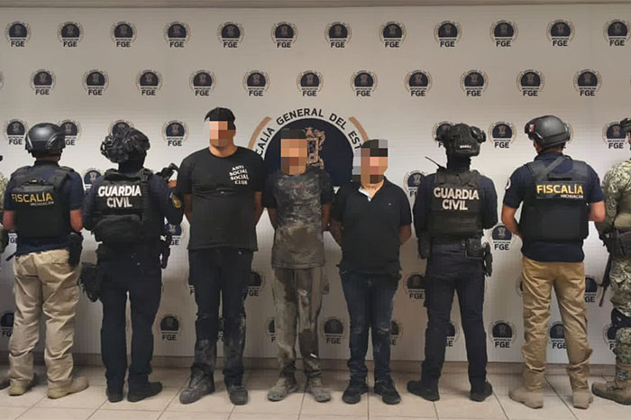 Tres presuntos implicados en secuestro detenidos en Chucándiro, Michoacán.