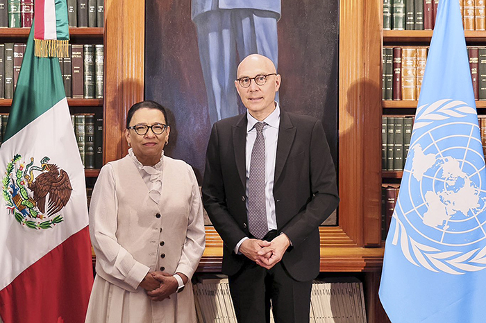 Reunión de trabajo entre Rosa Icela Rodríguez, titular de Segob, y Volker Türk, Alto Comisionado de la ONU para los Derechos Humanos.