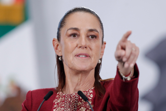 La presidenta de México Claudia Sheinbaum durante su conferencia de prensa matutina en Palacio Nacional.