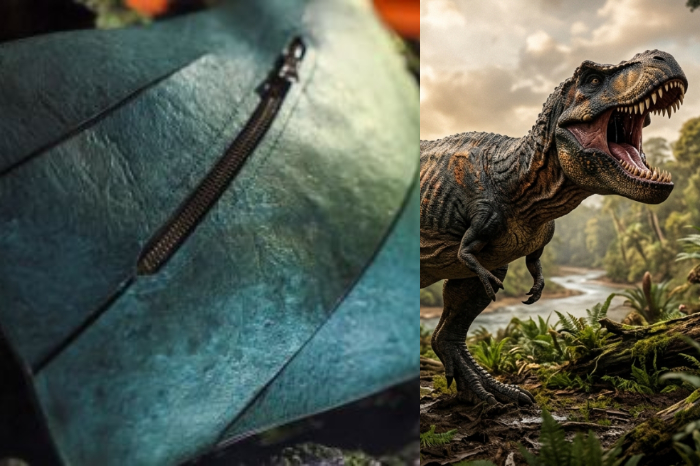 Bolso de lujo diseñado por Enfin Levé fabricado con cuero cultivado de proteína de T-Rex.