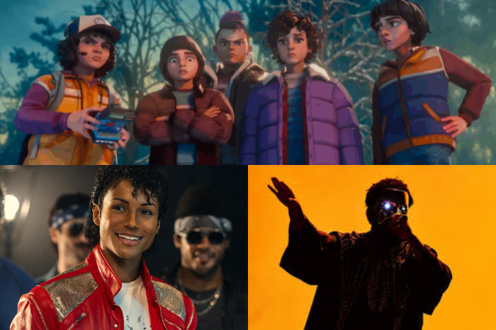 Collage de Stranger Things animado, biopic Michael Jackson y The Weeknd en México