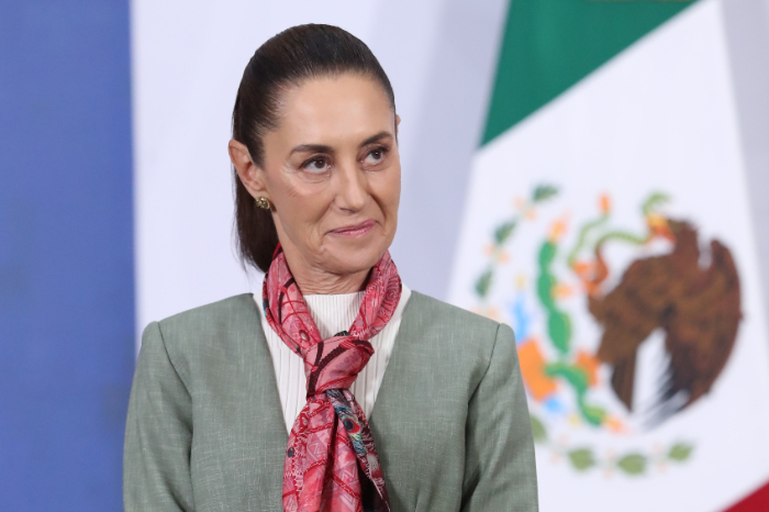 La presidenta de México Claudia Sheinbaum durante su conferencia de prensa matutina en Palacio Nacional.