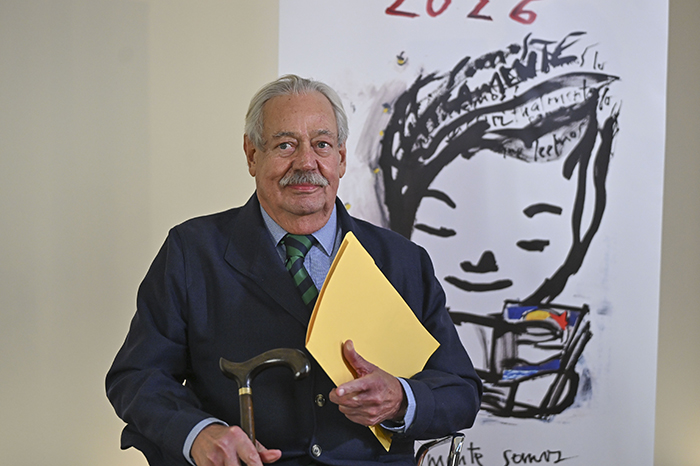 El escritor mexicano Gonzalo Celorio durante su rueda de prensa previa a recibir el Premio Cervantes en Madrid.