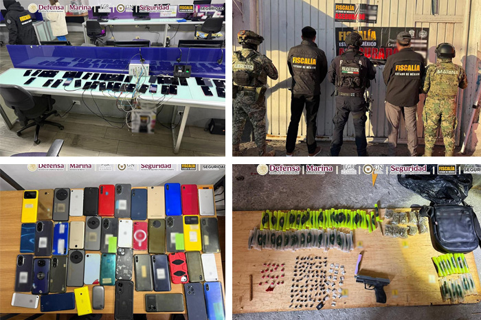 Fuerzas federales y estatales en mega operativo contra extorsión en Call Centers del Estado de México.