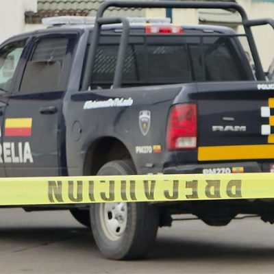 Patrulla de la Guardia Civil atendiendo reporte en el fraccionamiento Camponubes de Morelia.