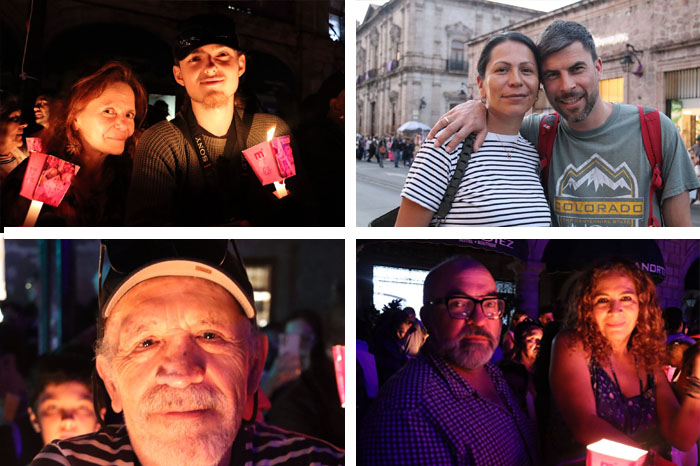 Turistas internacionales presenciando la Procesión del Silencio en la Avenida Madero de Morelia.