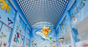 Decoración de Pikachu y globos temáticos en el primer aeropuerto de Pokémon en la península de Noto.