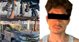 Armas largas, cargadores y granada asegurados por la SSPC en Culiacán, Sinaloa.