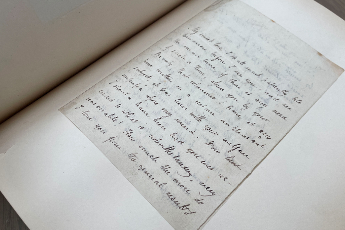 Manuscrito original de una carta de amor de John Keats a Fanny Brawne.