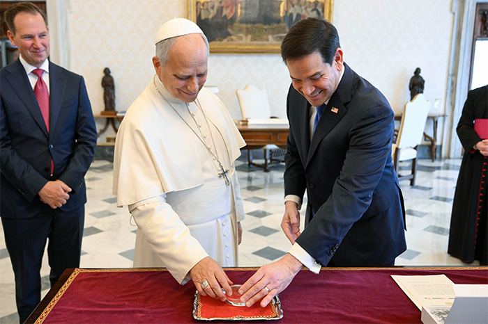 El secretario de Estado de Estados Unidos, Marco Rubio, en audiencia privada con el Papa León XIV en el Vaticano.