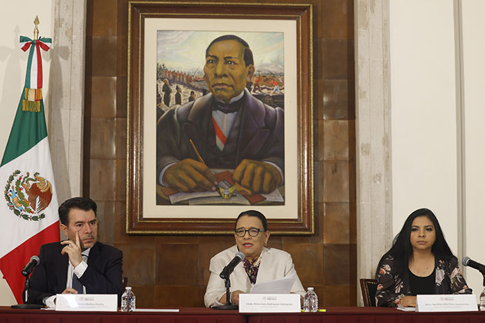 Conferencia de prensa oficial de las autoridades de la Secretaría de Gobernación sobre la agenda de derechos humanos.