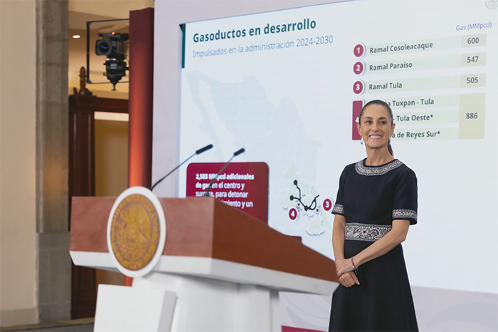 Presidenta Claudia Sheinbaum Pardo durante la conferencia matutina exigiendo pruebas al gobierno de Estados Unidos.