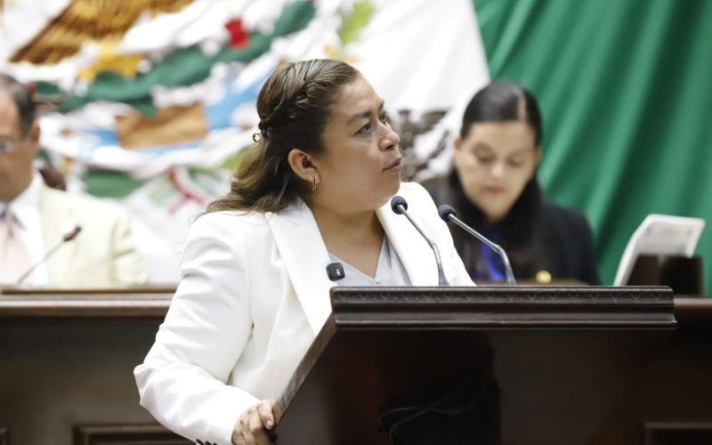 Diputada Belinda Iturbide Díaz hablando sobre la Reforma Electoral de Michoacán
