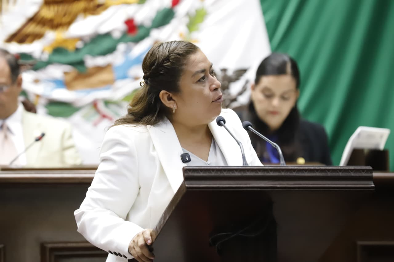 Diputada Belinda Iturbide Díaz hablando sobre la Reforma Electoral de Michoacán