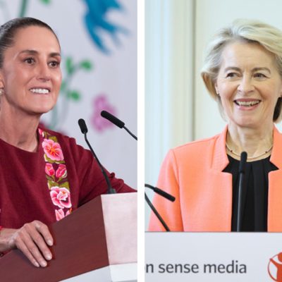 La presidenta Claudia Sheinbaum recibe a la presidenta de la Comisión Europea Ursula von der Leyen en Ciudad de México.
