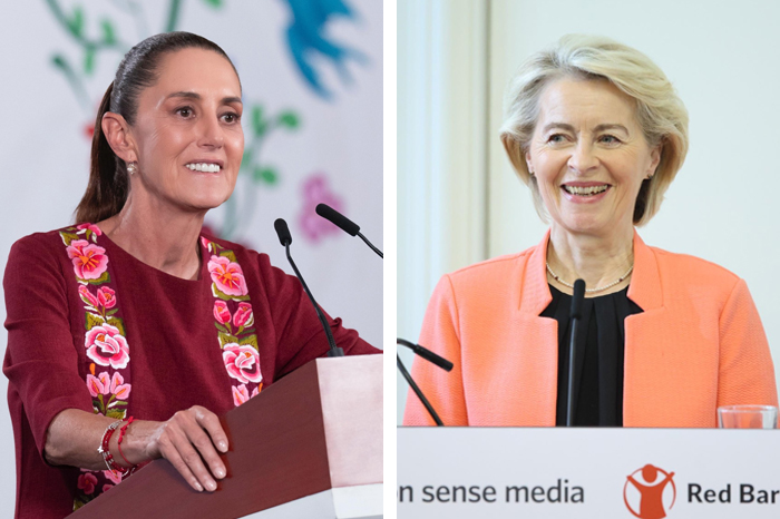 La presidenta Claudia Sheinbaum recibe a la presidenta de la Comisión Europea Ursula von der Leyen en Ciudad de México.