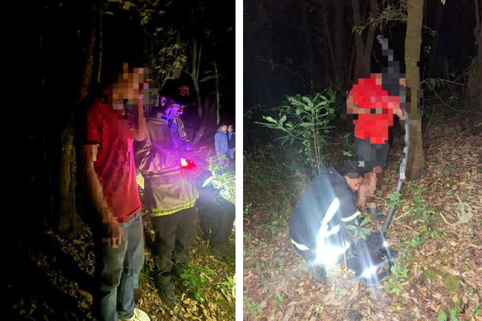 Elementos de Protección Civil Zitácuaro durante las labores de rescate de dos adolescentes en el Cerro del Cacique.