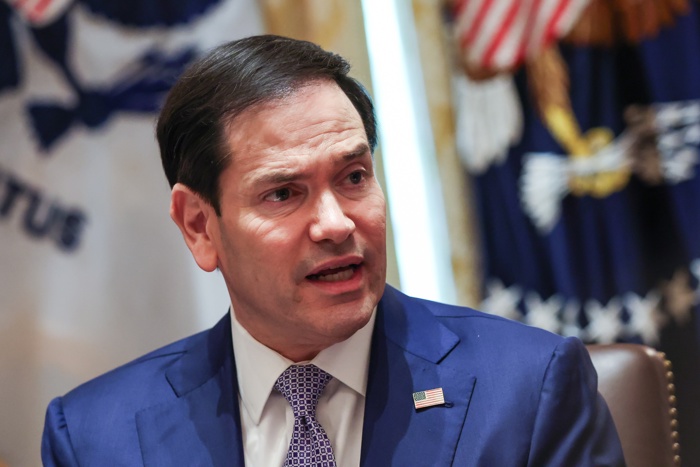 Secretario de Estado de Estados Unidos Marco Rubio durante un anuncio oficial sobre la política exterior en Medio Oriente.