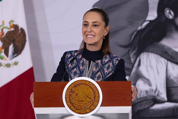 La presidenta Claudia Sheinbaum durante su conferencia matutina.