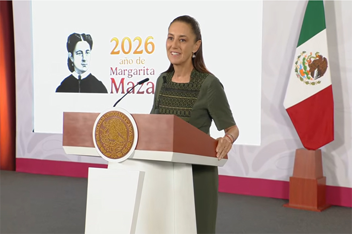 Claudia Sheinbaum durante su conferencia matutina comentando el triunfo de la Selección.